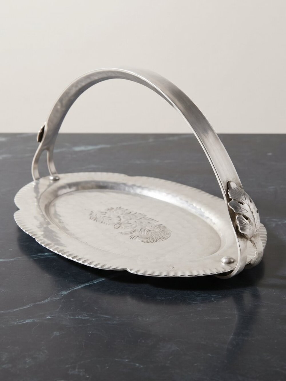 Vintage Continental Silverlook #599 Hand Wrought Aluminum Serving Basket 11.75in